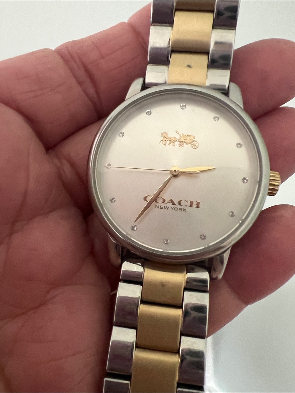 Coach Two-Tone Gold and Silver Bracelet Watch with White Dial